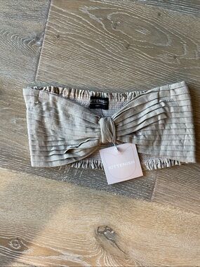 Kittenish Beige Knotted bandeau top